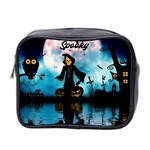 Funny Halloween Design With Skeleton, Pumpkin And Owl Mini Toiletries Bag (Two Sides) Front