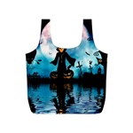 Funny Halloween Design With Skeleton, Pumpkin And Owl Full Print Recycle Bag (S) Back