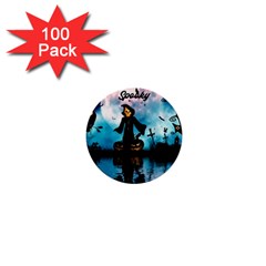 Funny Halloween Design With Skeleton, Pumpkin And Owl 1  Mini Buttons (100 Pack)  by FantasyWorld7