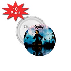 Funny Halloween Design With Skeleton, Pumpkin And Owl 1 75  Buttons (10 Pack) by FantasyWorld7