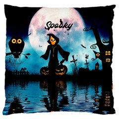 Funny Halloween Design With Skeleton, Pumpkin And Owl Standard Flano Cushion Case (two Sides) by FantasyWorld7