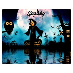 Funny Halloween Design With Skeleton, Pumpkin And Owl Double Sided Flano Blanket (medium)  by FantasyWorld7