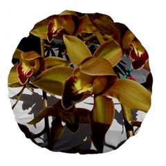 Orchids  1 1 Large 18  Premium Flano Round Cushions by bestdesignintheworld