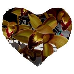 Orchids  1 1 Large 19  Premium Flano Heart Shape Cushions by bestdesignintheworld