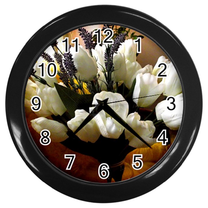 Tulips 1 3 Wall Clock (Black)