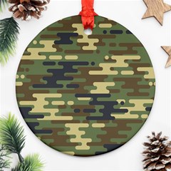 Curve Shape Seamless Camouflage Pattern Ornament (round) by Vaneshart