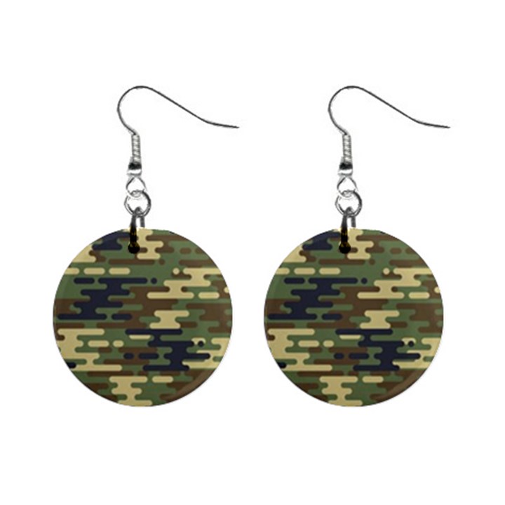 Curve Shape Seamless Camouflage Pattern Mini Button Earrings