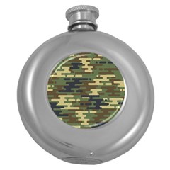 Curve Shape Seamless Camouflage Pattern Round Hip Flask (5 Oz) by Vaneshart