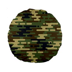 Curve Shape Seamless Camouflage Pattern Standard 15  Premium Round Cushions by Vaneshart