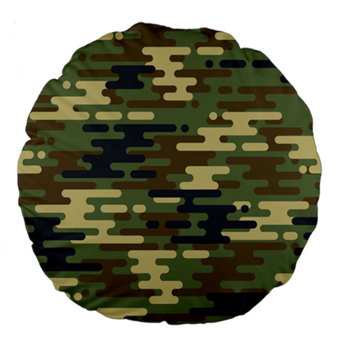 Curve Shape Seamless Camouflage Pattern Large 18  Premium Flano Round Cushions