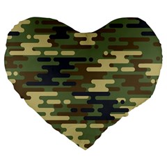 Curve Shape Seamless Camouflage Pattern Large 19  Premium Flano Heart Shape Cushions