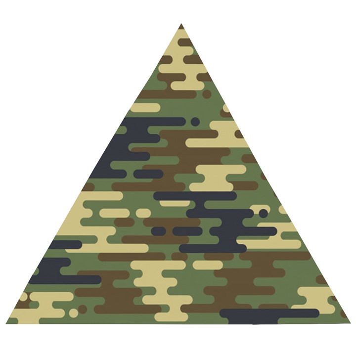 Curve Shape Seamless Camouflage Pattern Wooden Puzzle Triangle