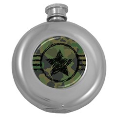 Military Camouflage Design Round Hip Flask (5 Oz)