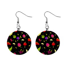 Vector Seamless Summer Fruits Pattern Colorful Cartoon Background Mini Button Earrings by Vaneshart