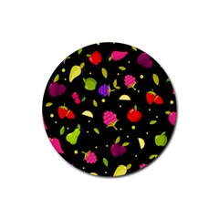 Vector Seamless Summer Fruits Pattern Colorful Cartoon Background Rubber Coaster (round)  by Vaneshart