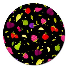 Vector Seamless Summer Fruits Pattern Colorful Cartoon Background Magnet 5  (round) by Vaneshart