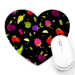 Vector Seamless Summer Fruits Pattern Colorful Cartoon Background Heart Mousepads by Vaneshart