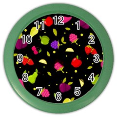 Vector Seamless Summer Fruits Pattern Colorful Cartoon Background Color Wall Clock by Vaneshart