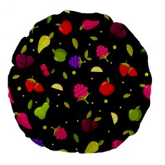 Vector Seamless Summer Fruits Pattern Colorful Cartoon Background Large 18  Premium Flano Round Cushions by Vaneshart