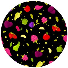 Vector Seamless Summer Fruits Pattern Colorful Cartoon Background Wooden Puzzle Round