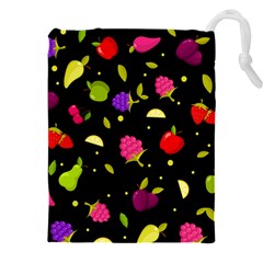 Vector Seamless Summer Fruits Pattern Colorful Cartoon Background Drawstring Pouch (4xl) by Vaneshart