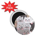 Hand Draw Cats Seamless Pattern 1.75  Magnets (10 pack)  Front