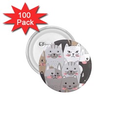 Hand Draw Cats Seamless Pattern 1 75  Buttons (100 Pack)  by Vaneshart