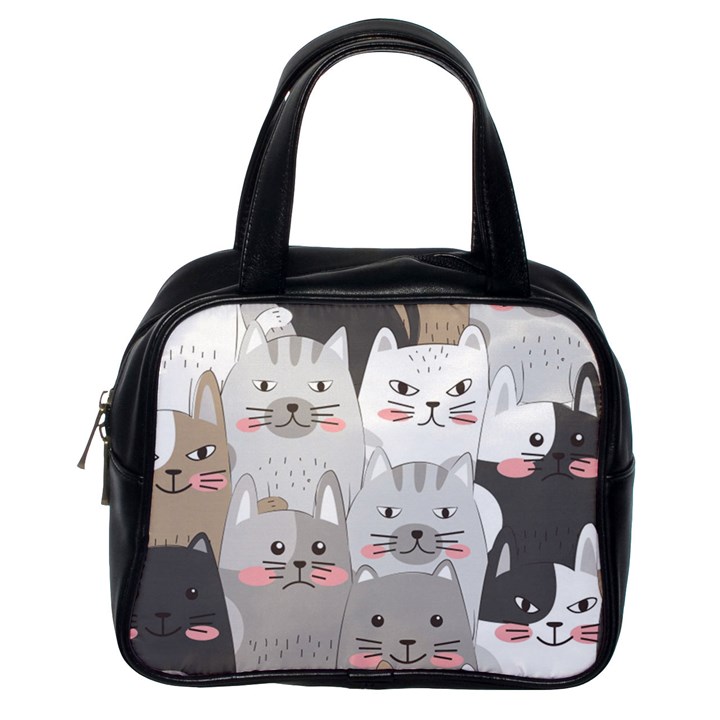 Hand Draw Cats Seamless Pattern Classic Handbag (One Side)