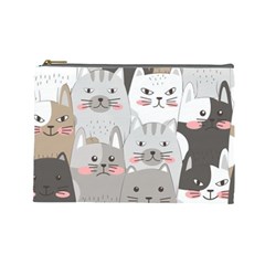 Hand Draw Cats Seamless Pattern Cosmetic Bag (large) by Vaneshart