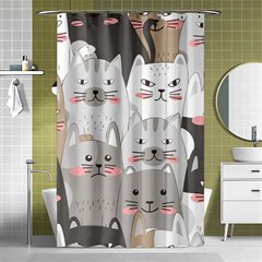 Hand Draw Cats Seamless Pattern Shower Curtain 48  X 72  (small)  by Vaneshart