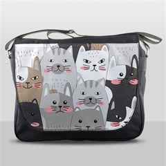 Hand Draw Cats Seamless Pattern Messenger Bag by Vaneshart