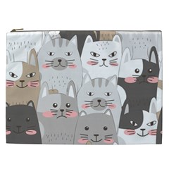 Hand Draw Cats Seamless Pattern Cosmetic Bag (xxl) by Vaneshart