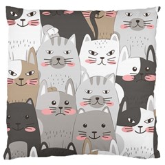 Hand Draw Cats Seamless Pattern Standard Flano Cushion Case (one Side) by Vaneshart