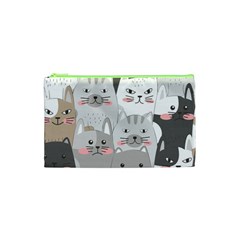 Hand Draw Cats Seamless Pattern Cosmetic Bag (xs) by Vaneshart