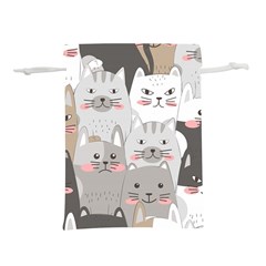 Hand Draw Cats Seamless Pattern Lightweight Drawstring Pouch (l)