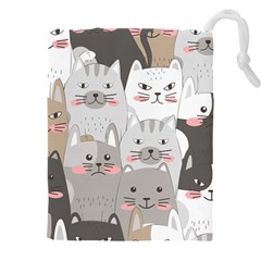 Hand Draw Cats Seamless Pattern Drawstring Pouch (5xl) by Vaneshart