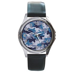 Military Seamless Pattern Round Metal Watch by Vaneshart