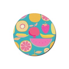 Seamless Pattern With Fruit Vector Illustrations Gift Wrap Design Rubber Round Coaster (4 Pack)  by Vaneshart