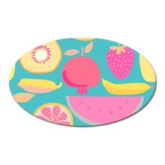 Seamless Pattern With Fruit Vector Illustrations Gift Wrap Design Oval Magnet by Vaneshart