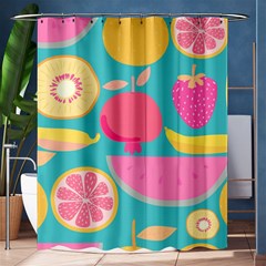 Seamless Pattern With Fruit Vector Illustrations Gift Wrap Design Shower Curtain 60  X 72  (medium)  by Vaneshart