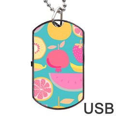 Seamless Pattern With Fruit Vector Illustrations Gift Wrap Design Dog Tag Usb Flash (one Side) by Vaneshart