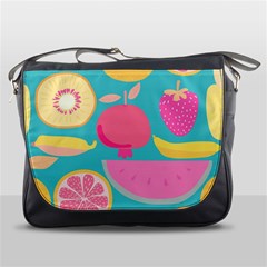 Seamless Pattern With Fruit Vector Illustrations Gift Wrap Design Messenger Bag by Vaneshart