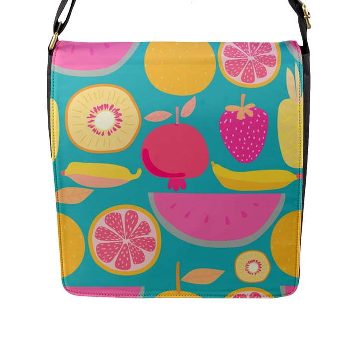 Seamless Pattern With Fruit Vector Illustrations Gift Wrap Design Flap Closure Messenger Bag (L)