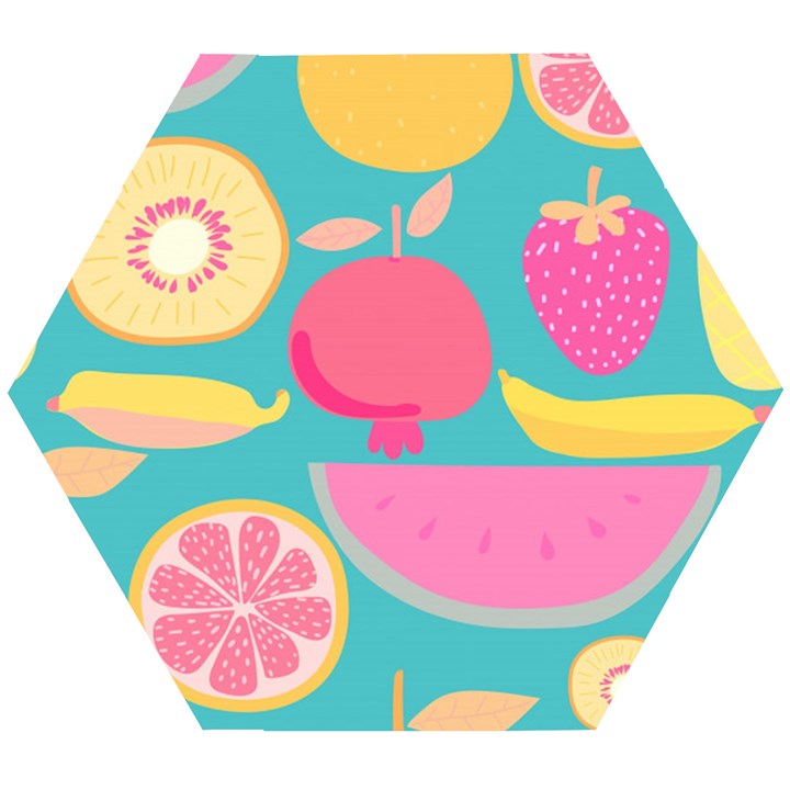 Seamless Pattern With Fruit Vector Illustrations Gift Wrap Design Wooden Puzzle Hexagon