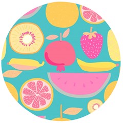 Seamless Pattern With Fruit Vector Illustrations Gift Wrap Design Wooden Bottle Opener (round)