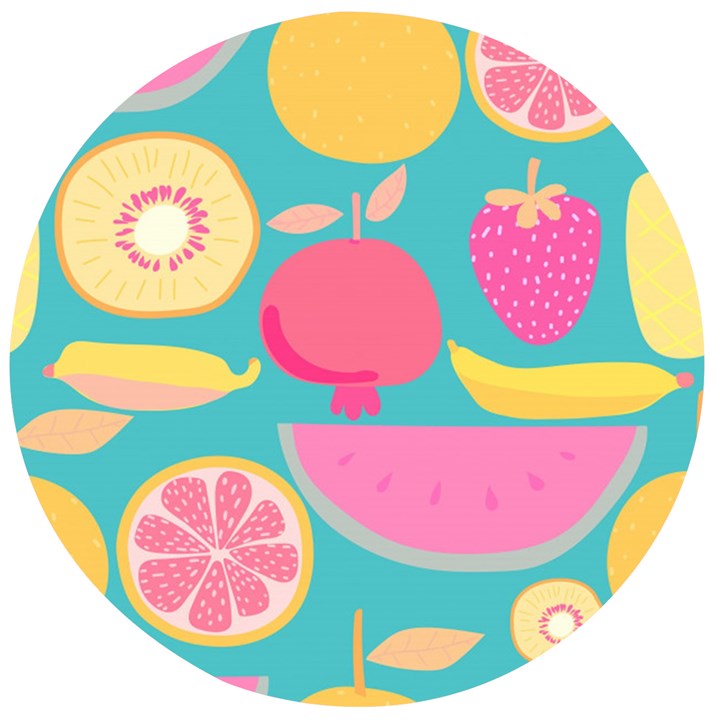 Seamless Pattern With Fruit Vector Illustrations Gift Wrap Design Wooden Bottle Opener (Round)