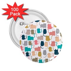 Cute Seamless Pattern Happy Kitty Kitten Cat 2 25  Buttons (100 Pack)  by Vaneshart