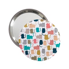 Cute Seamless Pattern Happy Kitty Kitten Cat 2 25  Handbag Mirrors by Vaneshart