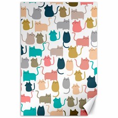 Cute Seamless Pattern Happy Kitty Kitten Cat Canvas 24  X 36  by Vaneshart