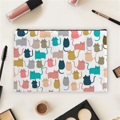 Cute Seamless Pattern Happy Kitty Kitten Cat Cosmetic Bag (large) by Vaneshart